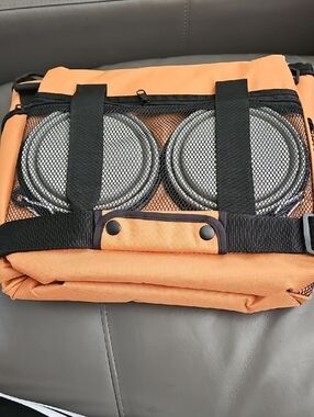 Orange Foldable Picnic Cooler with Mesh Front